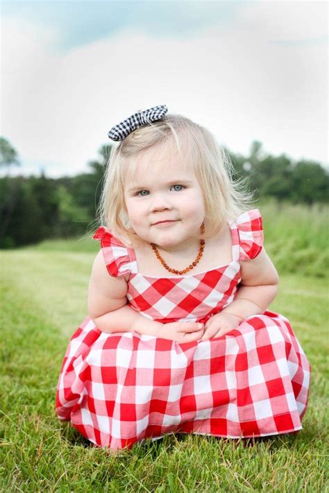 Little Girl's Red and White Buffalo Plaid Cotton Dress | Buffalo plaid dress, Picnic dress ...