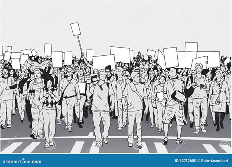 Illustration of Demonstrating Crowd in Peaceful March Stock Vector - Illustration of fundamental ...