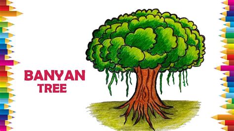 How To Draw Banyan Tree || Banyan Tree Drawing || - YouTube