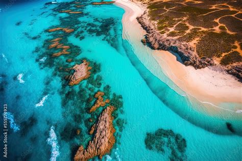 Beautiful aerial photo of La Pelosa Beach soaked in blue, crystal pure ...