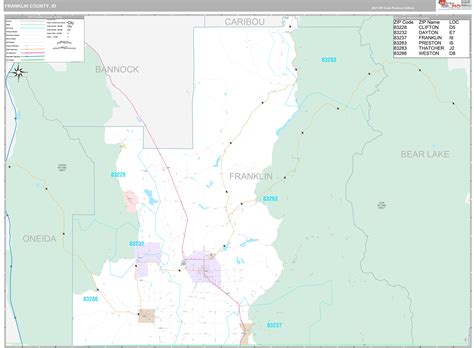 Franklin County, ID Wall Map Premium Style by MarketMAPS