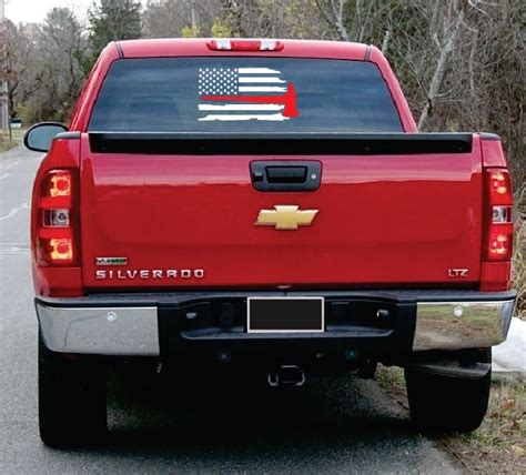 Fireman Red Axe Weathered Flag Truck Decal Sticker | Custom Made In the USA | Fast Shipping