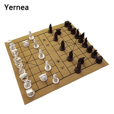 Yernea New Quality Traditional Chinese Chess Game Set Resin Chess Pieces Soft Chessboard ...