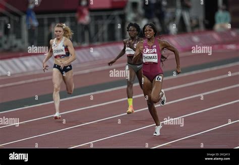 Gabrielle Thomas during 200 meter for women at the Tokyo Olympics, Tokyo Olympic stadium, Tokyo ...