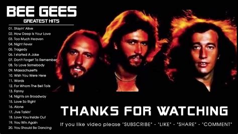 ビージーズプレイリストのベストソングフルアルバム - best songs of beegees playlist - ビージーズグレイテストヒッツ - YouTube