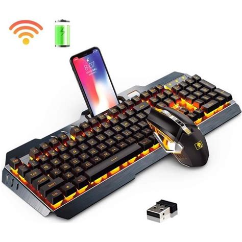 Pack GAMING Clavier LED Rétro-éclairé Rechargeable + Souris 2400DPI ...