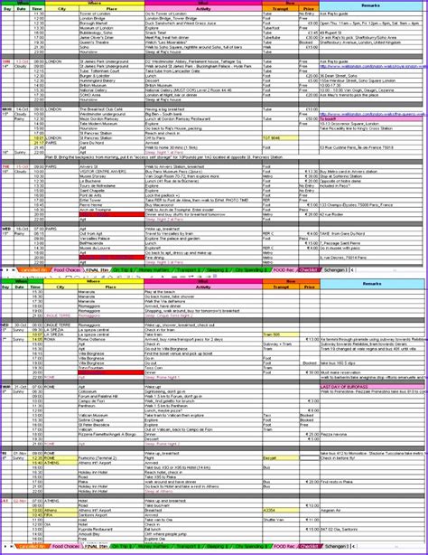 Family Vacation Itinerary Template Excel ~ Excel Templates