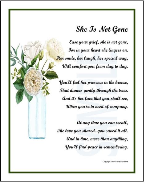 She is Not Gone Memorial Print DIGITAL DOWNLOAD Bereavement - Etsy