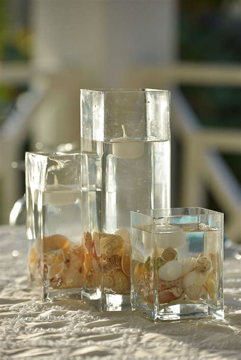 Beach Destination Wedding Seashell Centerpiece Vases With Floating ...