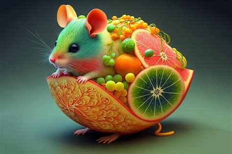 Premium AI Image | A mouse in a fruit bowl