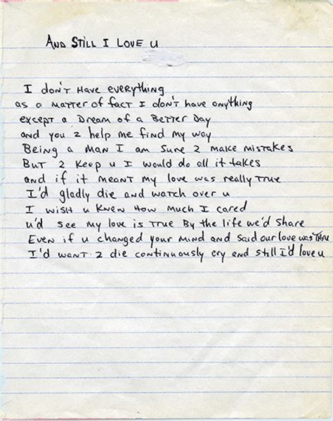 And Still I Love U - Tupac's Handwritten Poem | 2PacLegacy.net | Tupac ...