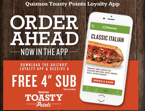 Quiznos Loyalty App Toasty Points Promotion: Free 4-Inch Sub w/ Any ...