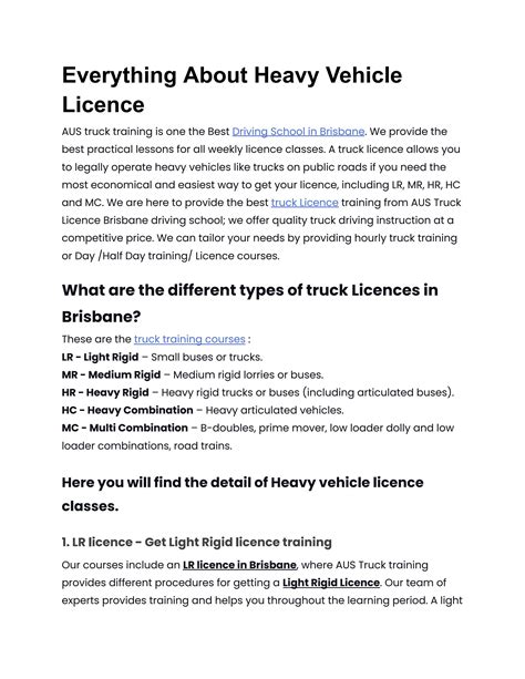 Everything About Heavy Vehicle Licence by Aus Truck Training - Issuu