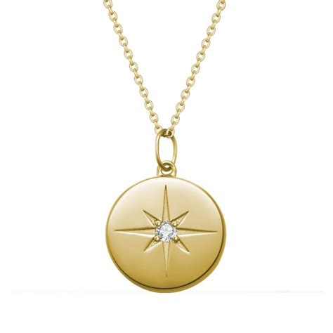 Polaris Love Direction Star Diamond Necklace 10K Yellow Gold White Rose Colored Real Diamond ...