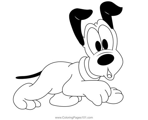 Baby Pluto Dog Coloring Page for Kids - Free Pluto Printable Coloring ...