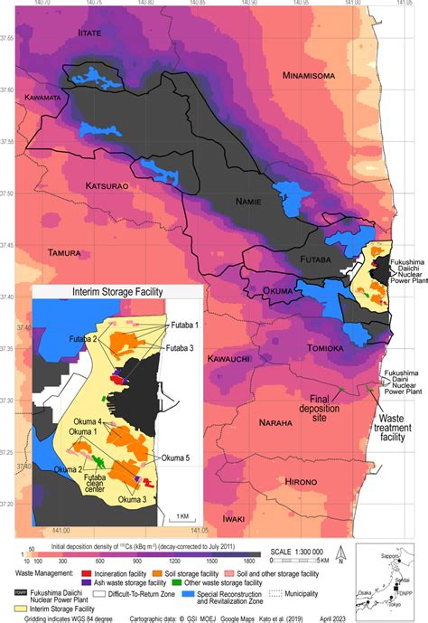 Detailed map of the reconstructed initial 137 Cs fallout... | Download ...