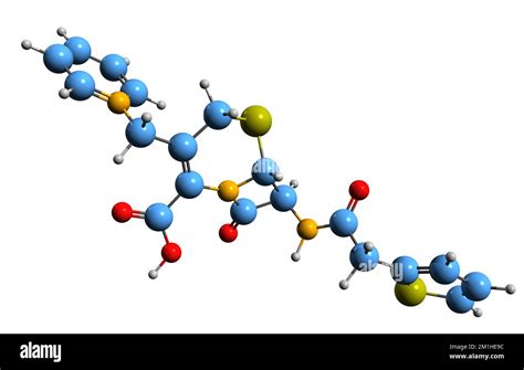 3D image of Cephaloridine skeletal formula - molecular chemical ...