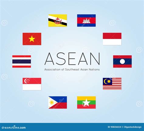 Vector Illustration of ASEAN Countries Flags, Flat Style Stock Vector ...