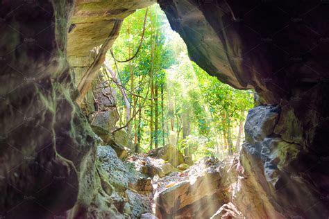 View from inside to cave entrance containing cave, entrance, and nature ...