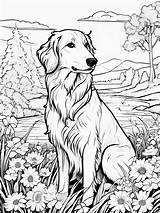Borzoi Cartoon In A Stress Free coloring Book Page By Adilson Silva  sketch template