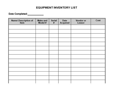 Easy to Edit Equipment Inventory List / Inventory List Planner/ Inventory Tracker/ Inventory Log ...