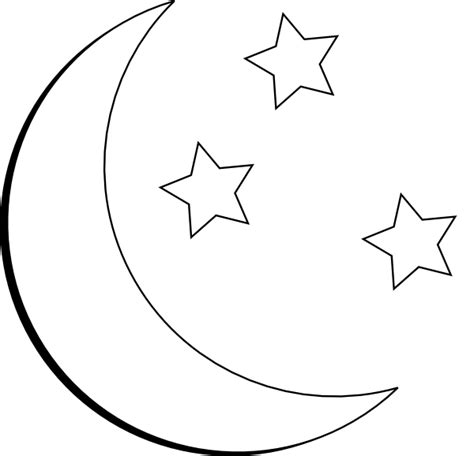 Moon black and white moon and stars outline clip art at vector clip art ...