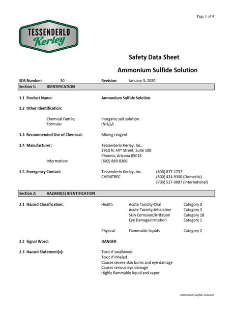 Ammonium Sulfide Solution SDS | PDF