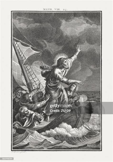 Jesus Calms The Storm Copperplate Engraving Published C1850 High-Res ...