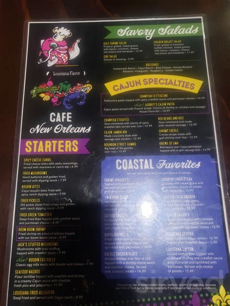 Menu for Cafe New Orleans in D'Iberville, MS | Sirved