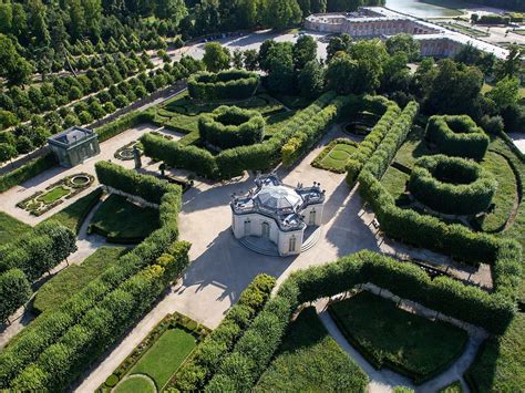 Aerial view of the Gardens of the Petit Trianon, Domain of Versailles ...