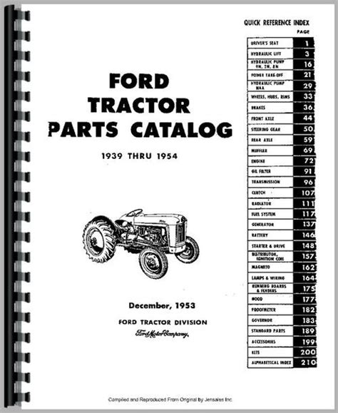 Ford 9N Tractor Parts Manual