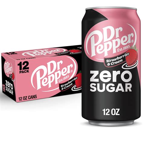 Dr Pepper Zero Strawberries and Cream Soda, 12 fl oz cans, 12 Pack ...