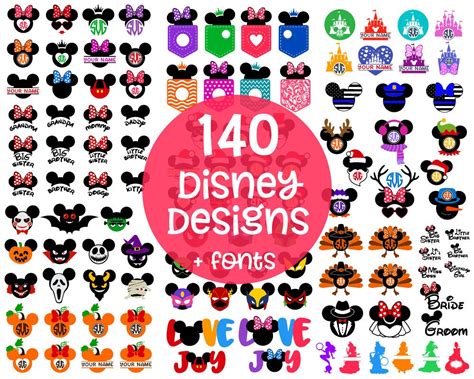 DISNEY Svg Disney Cut Files Svg Disney Bundle Mickey & Minnie Mouse Ears Disney font, Monograms ...