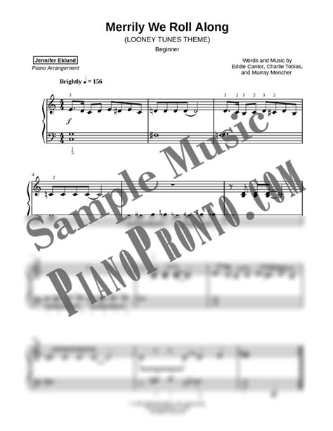 Looney Tunes Theme (for Beginners) By Eddie Cantor - F.M. Sheet Music ...