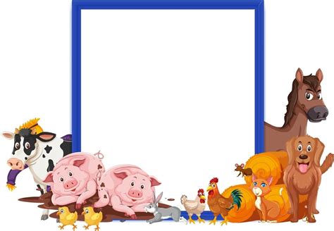 Empty banner with many farm animals 2203184 Vector Art at Vecteezy