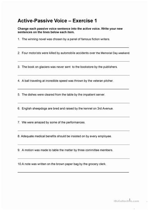 50 Active Passive Voice Worksheet