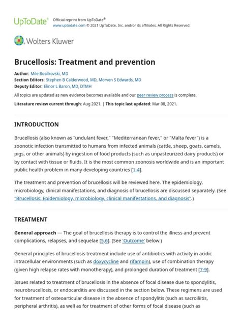 Brucellosis - Treatment | PDF | Serology | Health Care