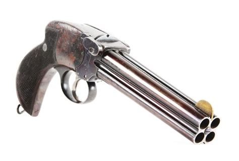 (A) Fine Lancaster London 4-Barrel Tip-Up Large Bore Pistol.