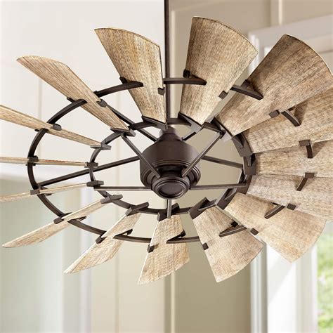 60" Quorum Windmill Rustic Oiled Bronze Ceiling Fan with Remote ...