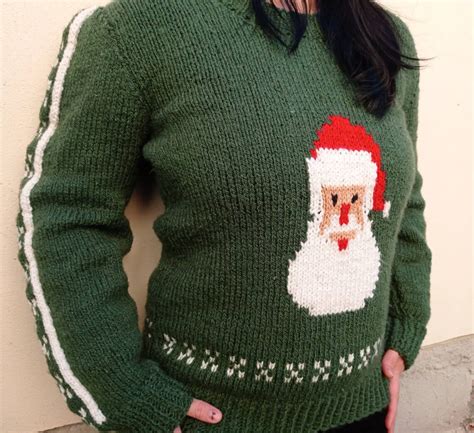 Christmas Santa Sweater Hand Knit Sweater Christmas Gift for - Etsy