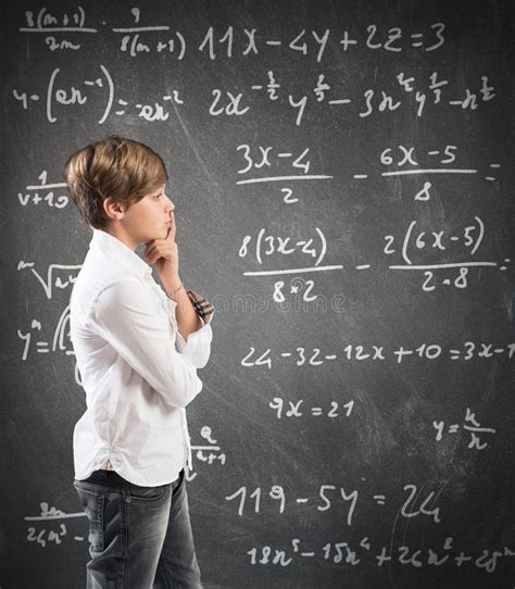 Small Child Mathematics Student Thinking On Background Stock Photo ...