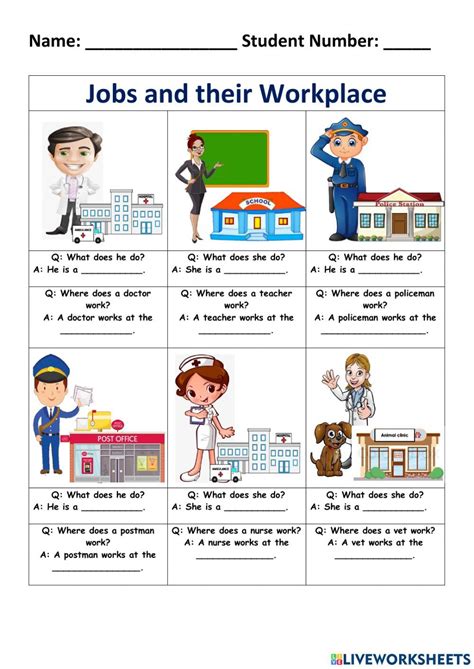 Jobs and their Workplace worksheet | English conversation for kids, Vocabulary games for kids ...