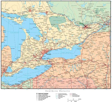 Southern Ontario map in Adobe Illustrator vector format