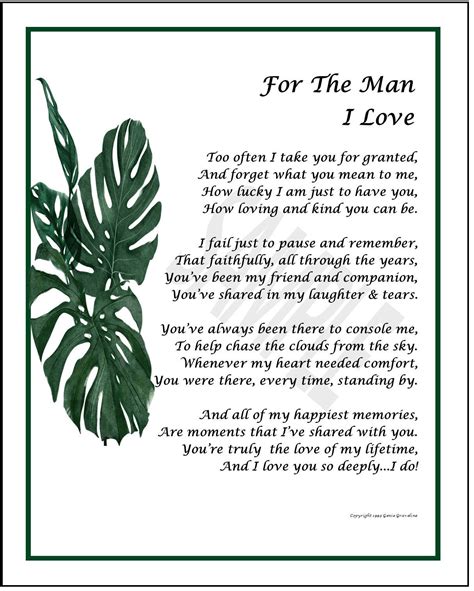 Poem for the Man I Love DIGITAL DOWNLOAD Best Love Poem - Etsy