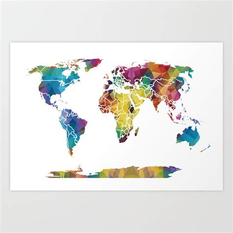 Geometric World Map Art Print by Catherine Holcombe | Society6