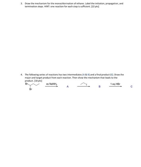 Solved 3. Draw the mechanism for the monochlorination of | Chegg.com