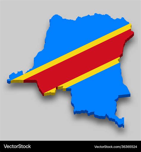 3d isometric map dr congo with national flag Vector Image