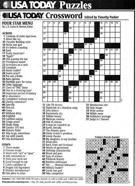 Usa Today Printable Crossword Puzzles | Printable Crossword Puzzles