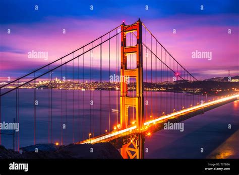 Golden Gate Bridge at night Stock Photo - Alamy