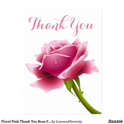 Floral Pink Thank You Rose Flowers Postcard | Zazzle.com in 2020 | Thank you pictures, Thank you ...